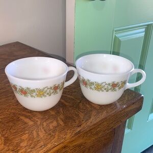 2 Pyrex "Spice of Life" Vintage Milk Glass Cups